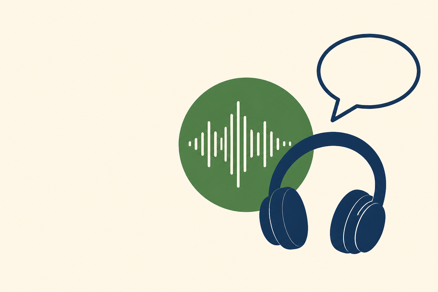 Headphones and sound wave for English speaking practice with AI