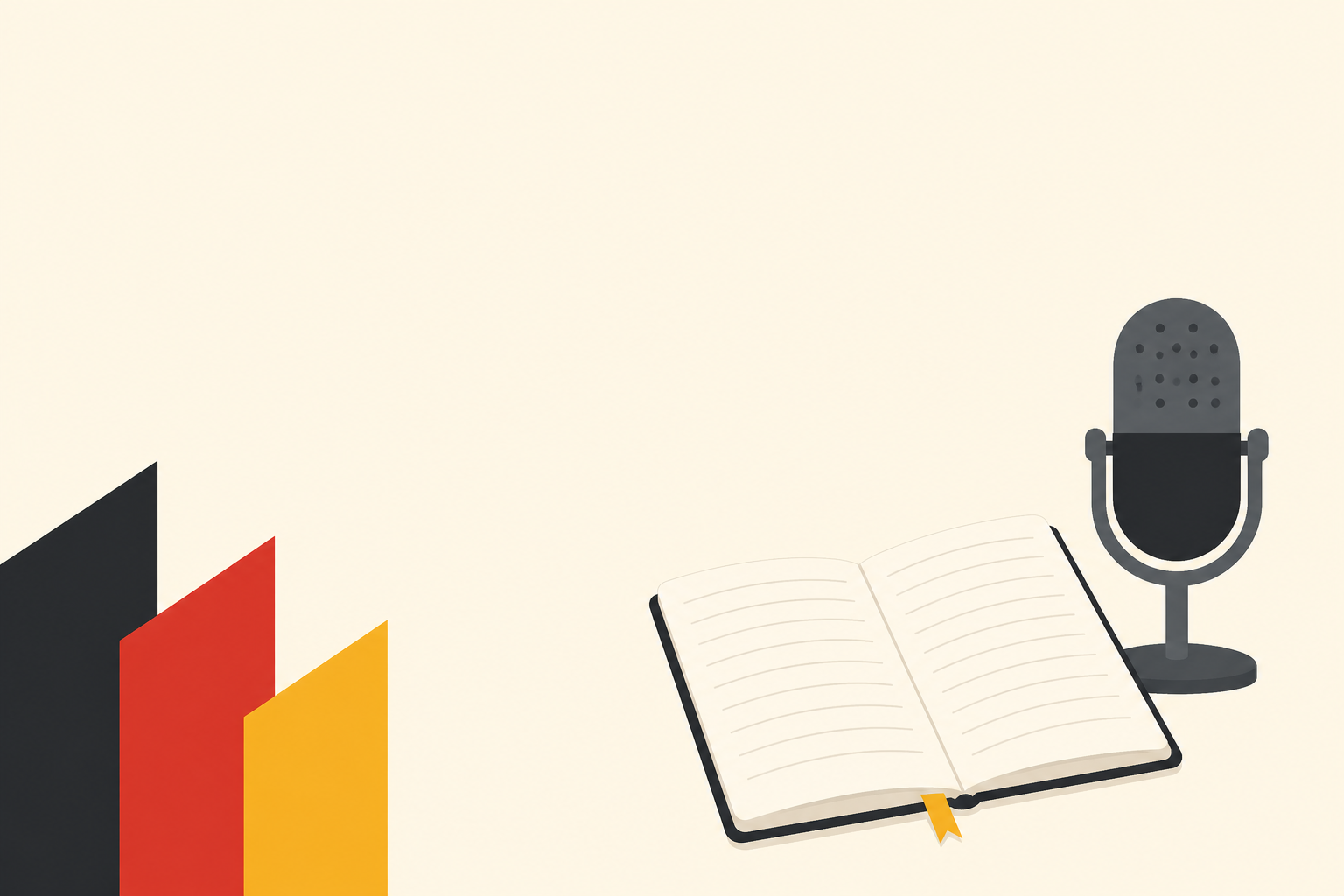 Microphone and notebook for learning German with AI